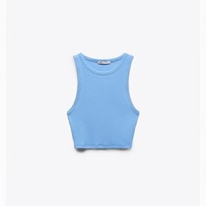 Zara Basic Rib Tank Top Blue